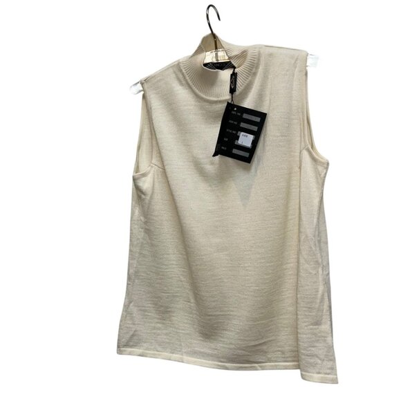 Angel Sabri Ozel NEW NWT vintage deadstock white mock neck sleeveless sweater L - Picture 1 of 4